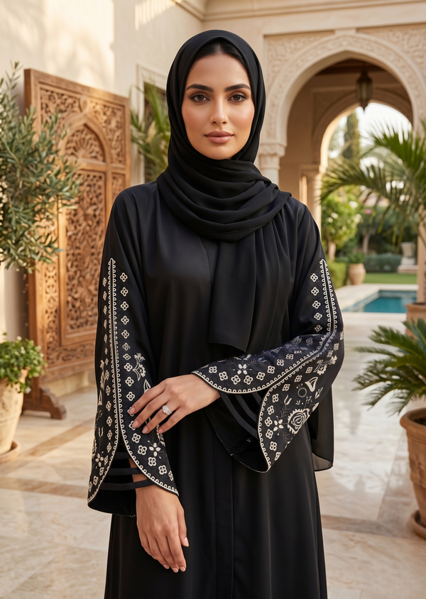 Noir Blossom New Design Abaya