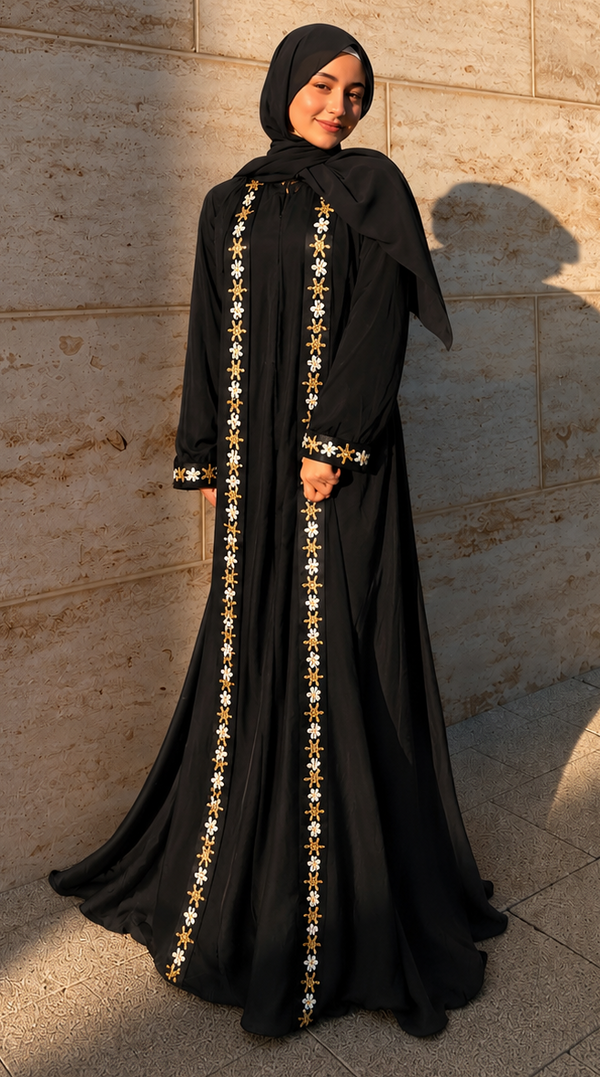 Golden Petal New Design Abaya