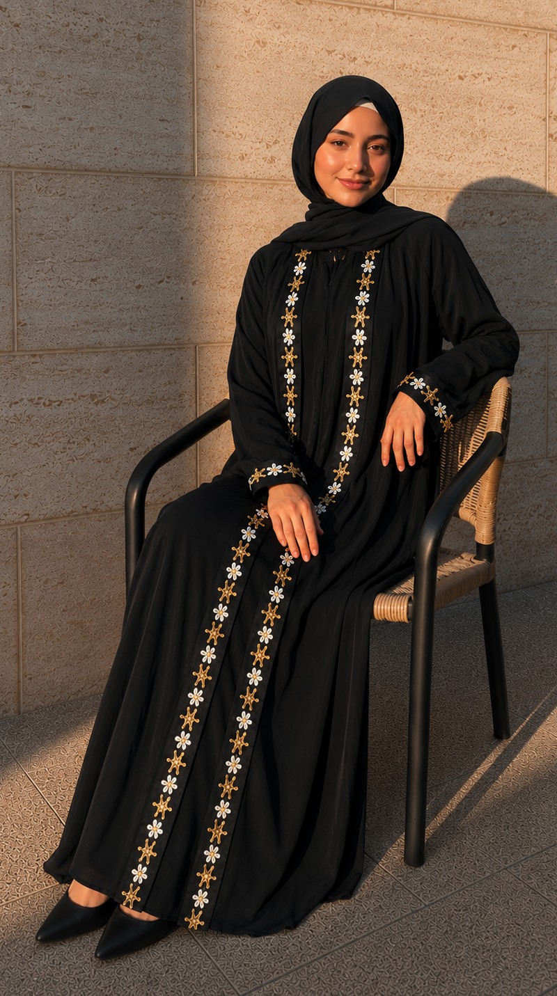 Golden Petal New Design Abaya