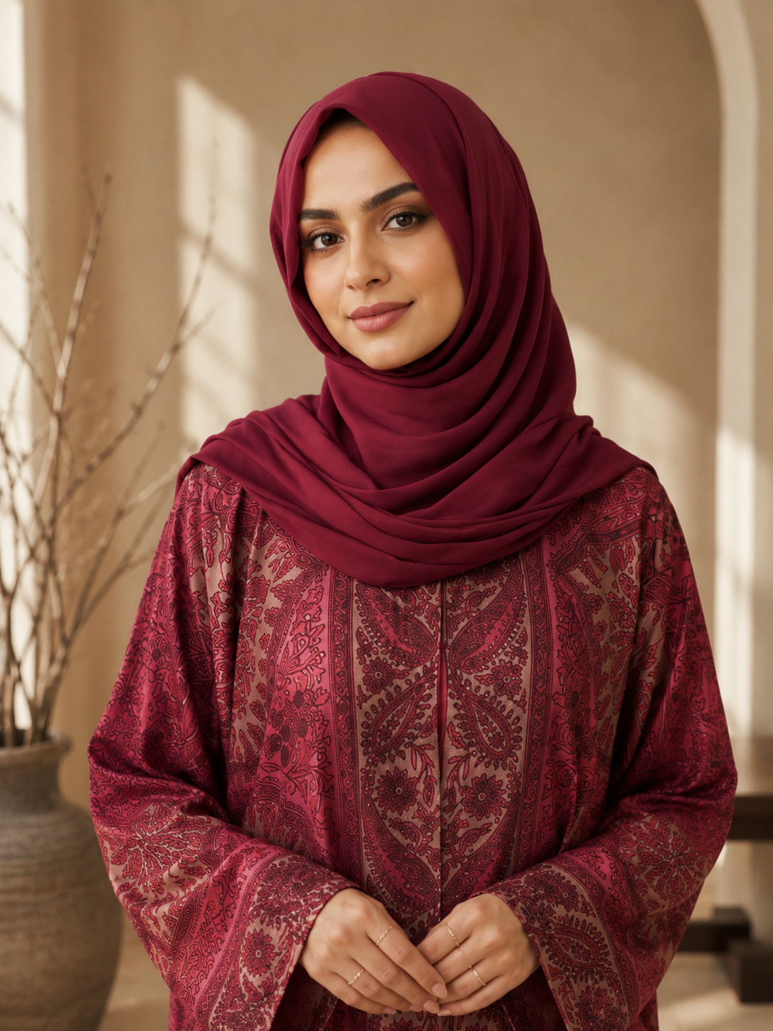 Gulnaar Maroon New Design Abaya