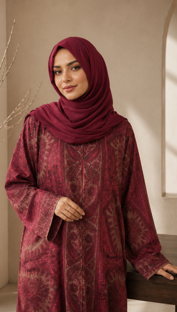 Gulnaar Maroon New Design Abaya