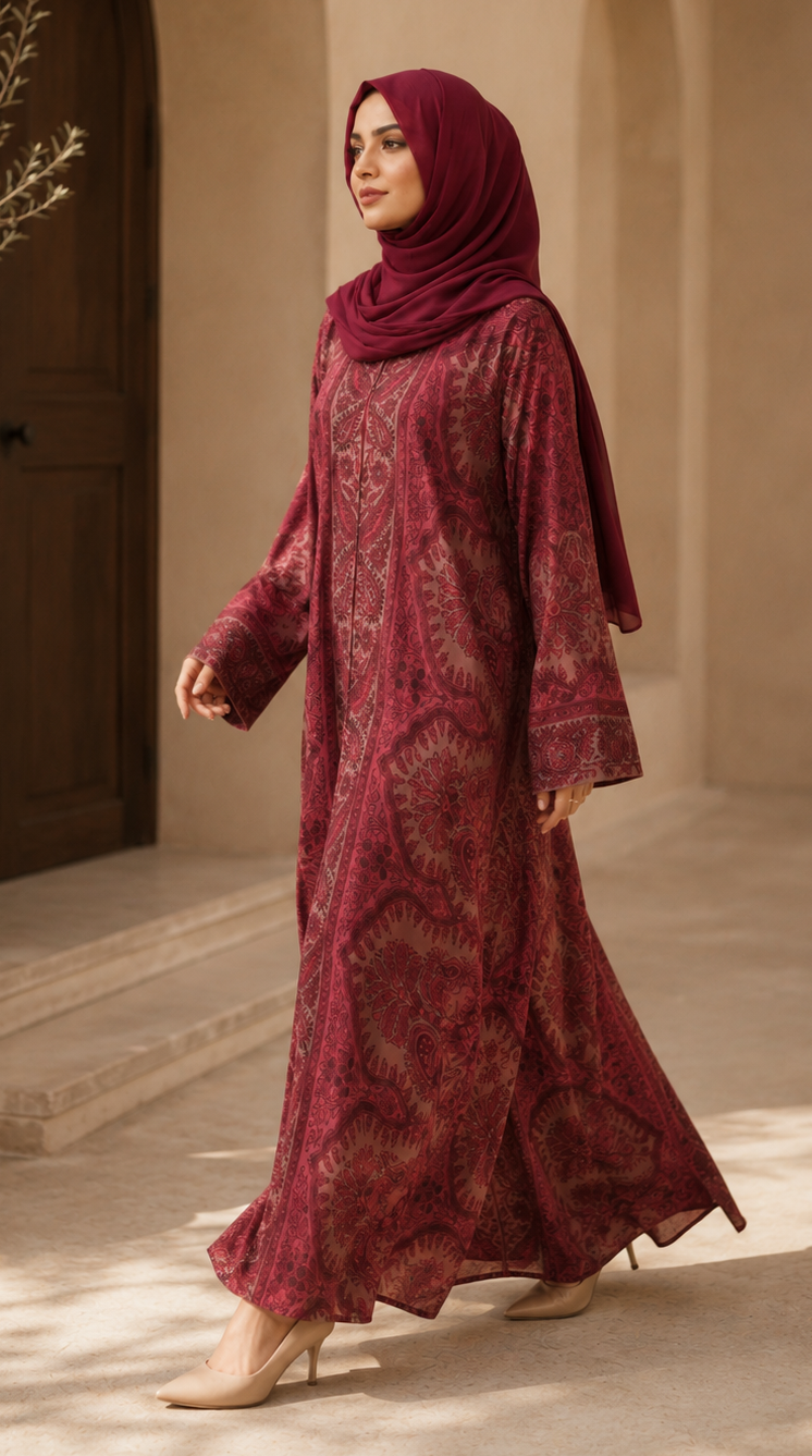 Gulnaar Maroon New Design Abaya