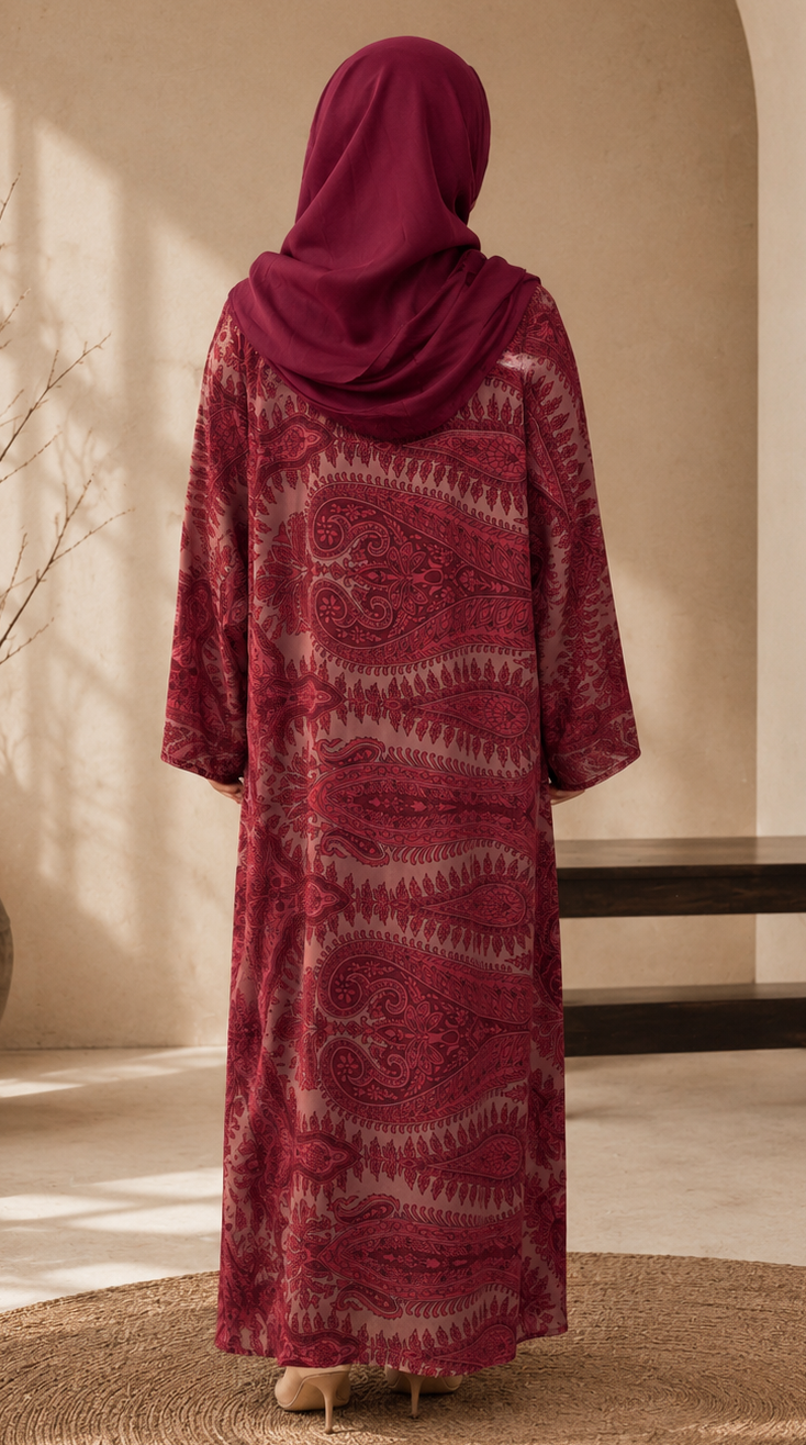 Gulnaar Maroon New Design Abaya