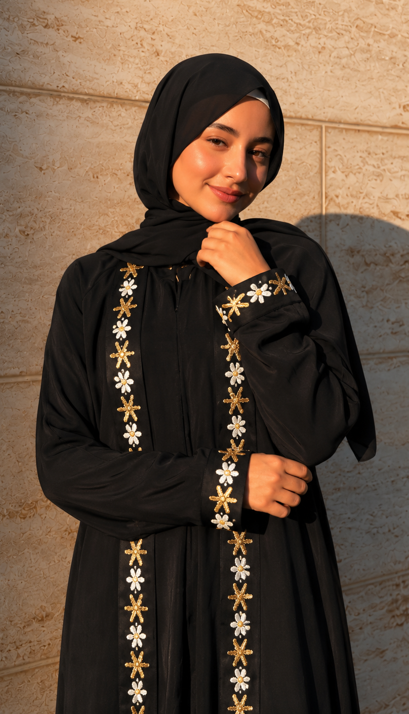 Golden Petal New Design Abaya