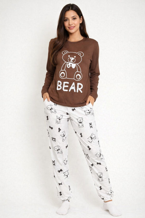 Bear Print Night Dress for Women