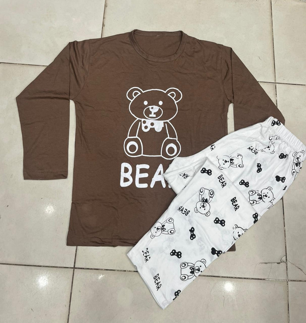 Bear Print Night Dress for Women