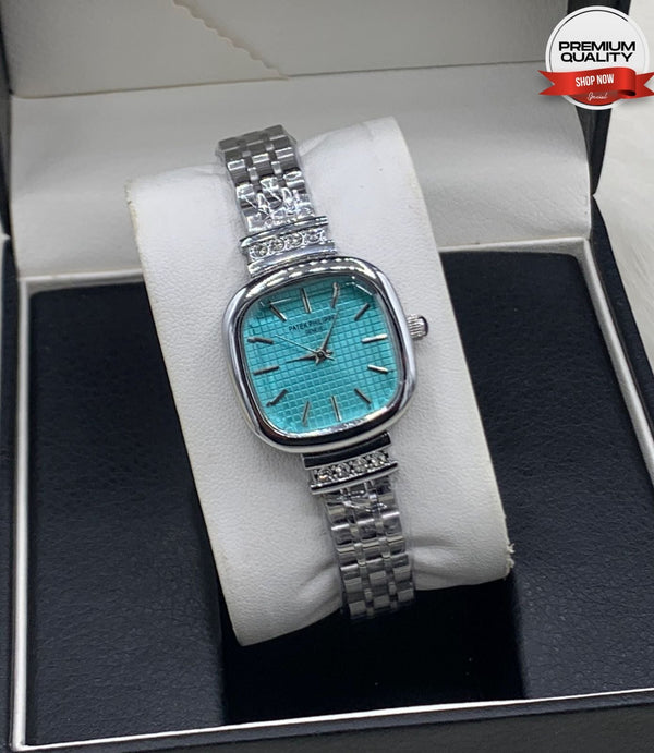 Luxury Turquoise Dial Women's Watch – Elegant Silver Bracelet Edition