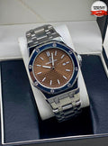 Luxury Brown Textured Dial Stainless Steel Watch – Royal Sport Edition