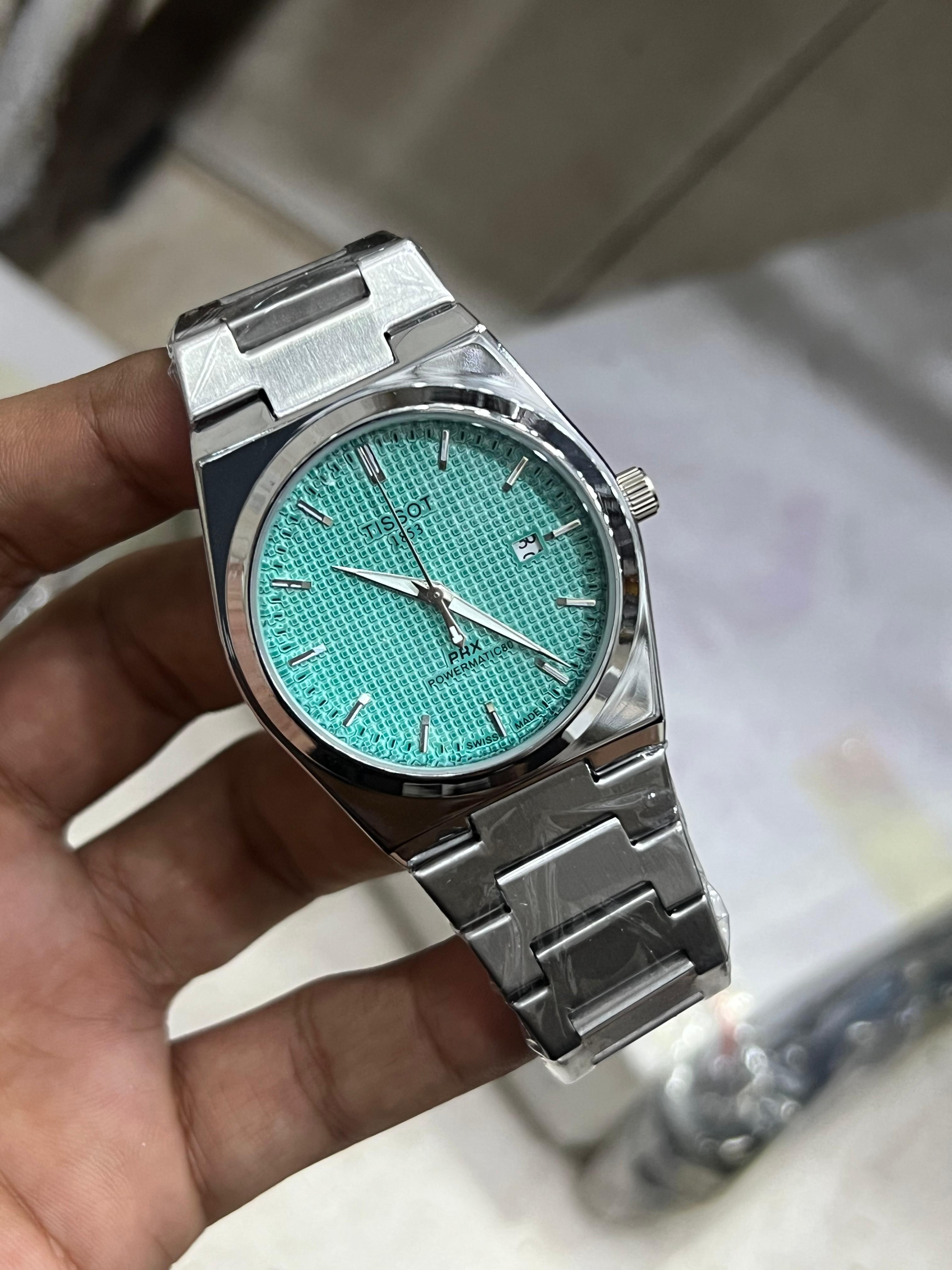 Tissot PRX Powermatic 80 Automatic Men's Watch – Premium Mint Green Waffle Dial Stainless Steel Luxury Watch