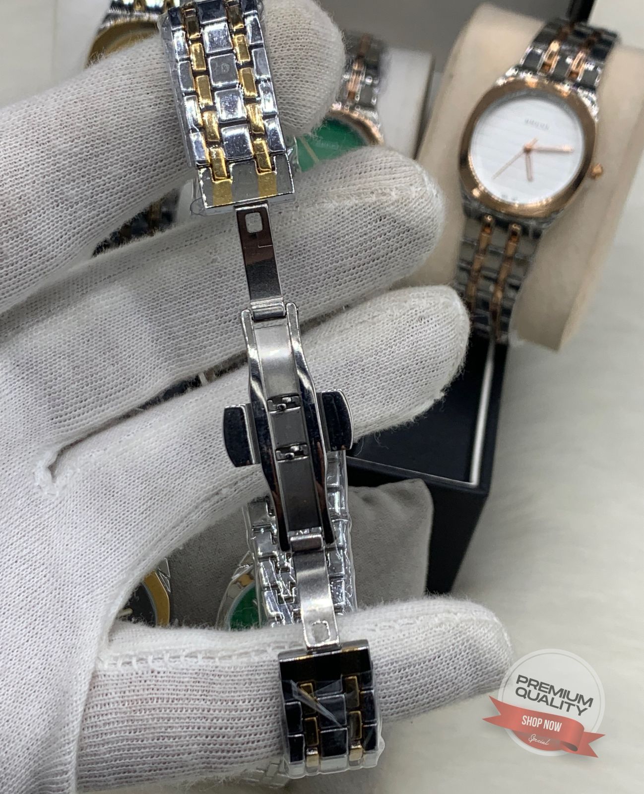 Stylish Women’s Watch – Two Tone Stainless Steel Strap,Elegant Wrist Watch