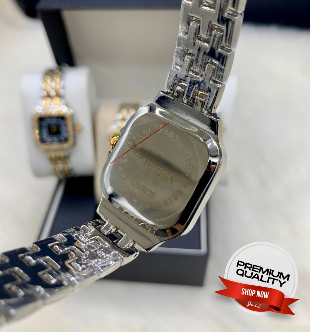 Theprbs Stylish Square Diamond Dial Watch – Two Tone Premium Bracelet Watch