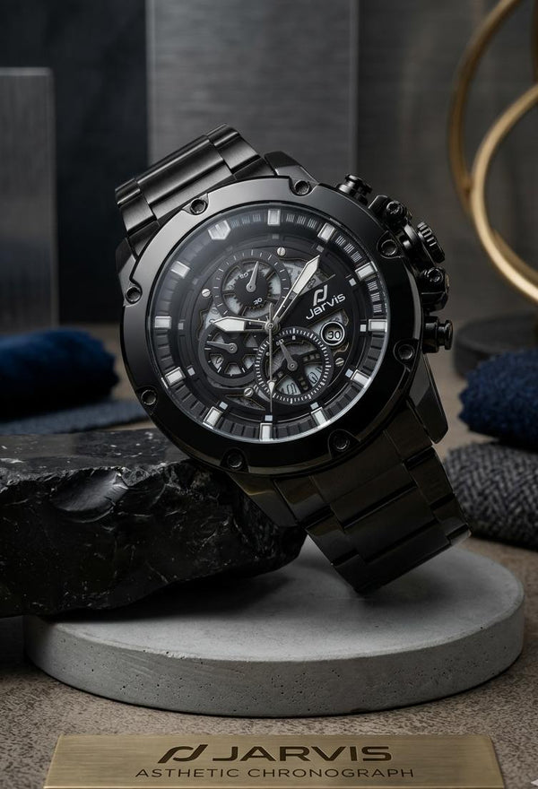 JARVIS Luxury Silver Chronograph Watch – Stainless Steel Premium Men’s Watch