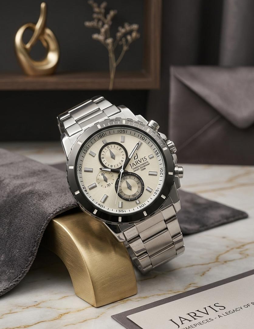 JARVIS Luxury Silver Chronograph Watch – Stainless Steel Premium Men’s Watch