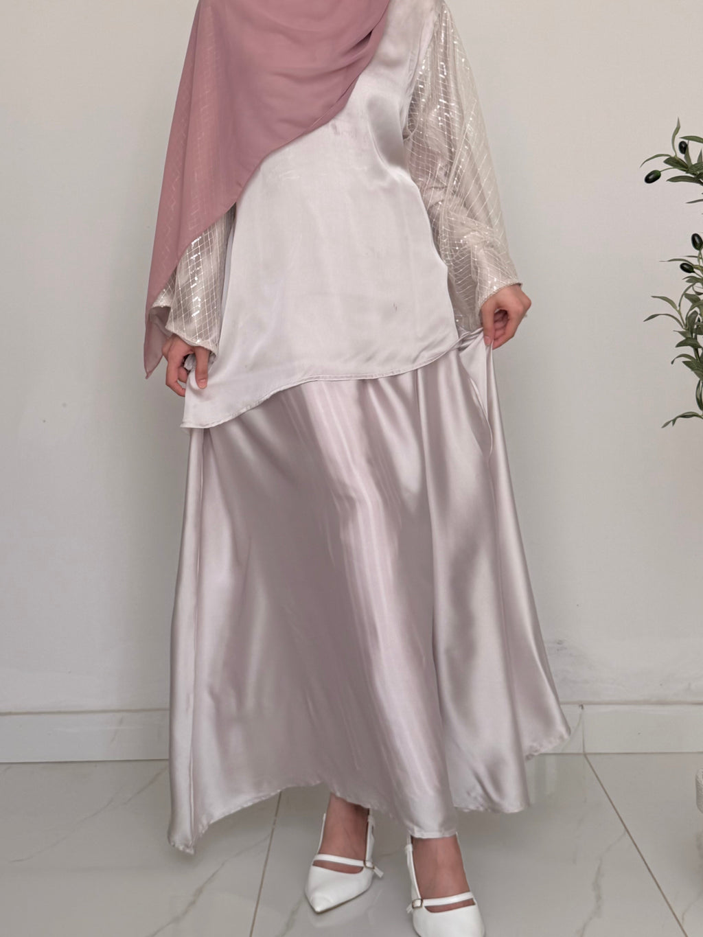 The Satin Ivory Skirt Set