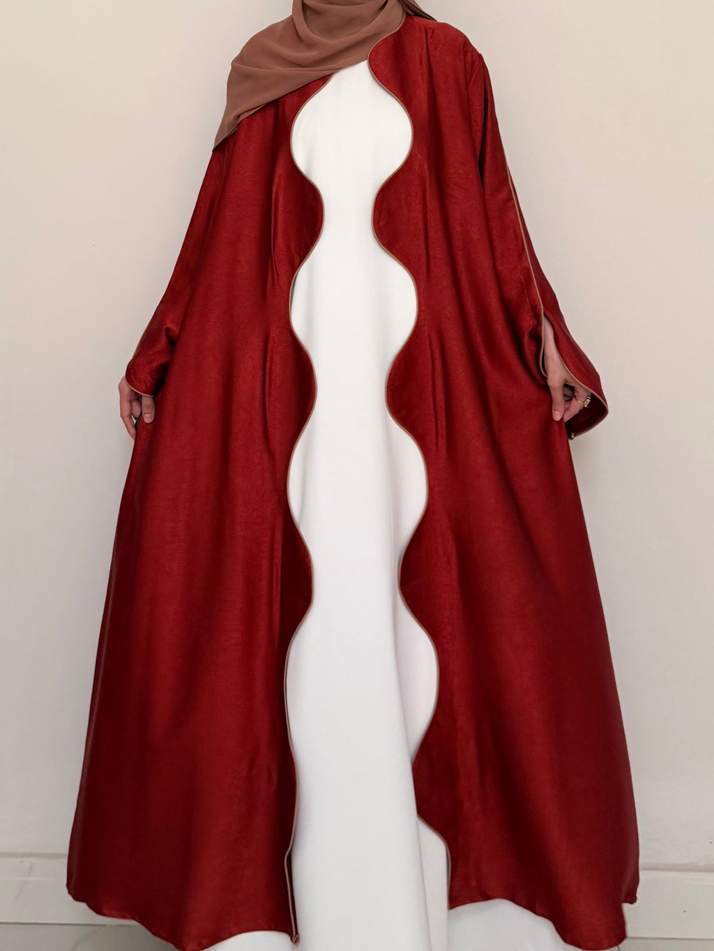 Textured Scallop Coat-Rust