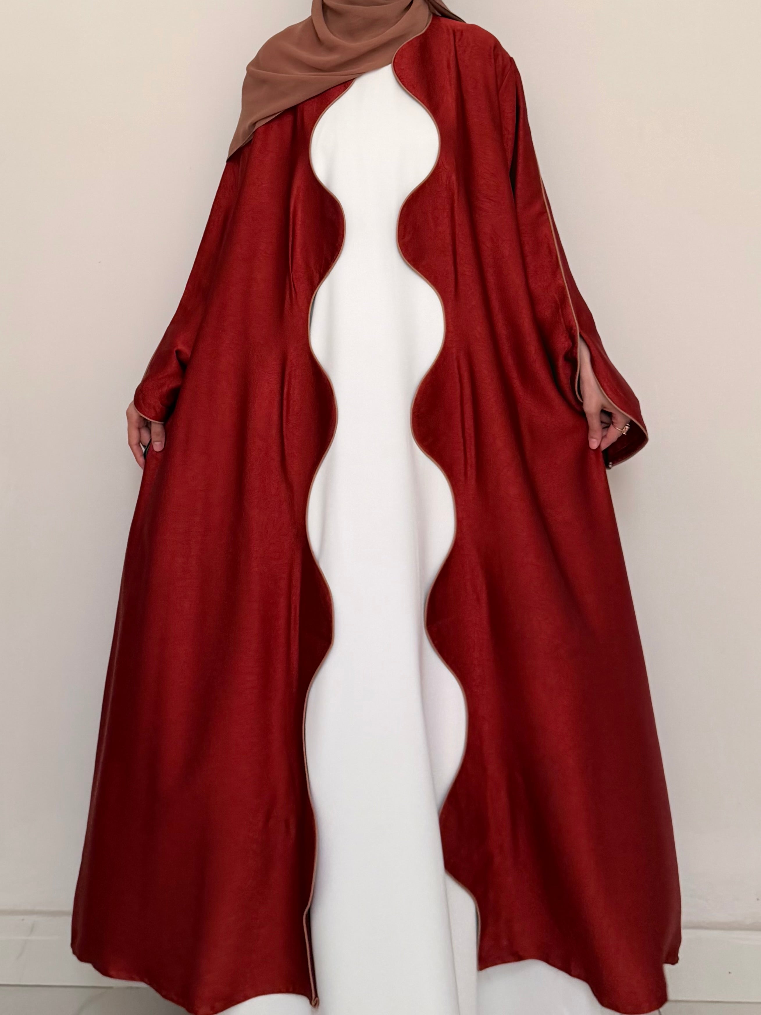 Textured Scallop Coat-Rust