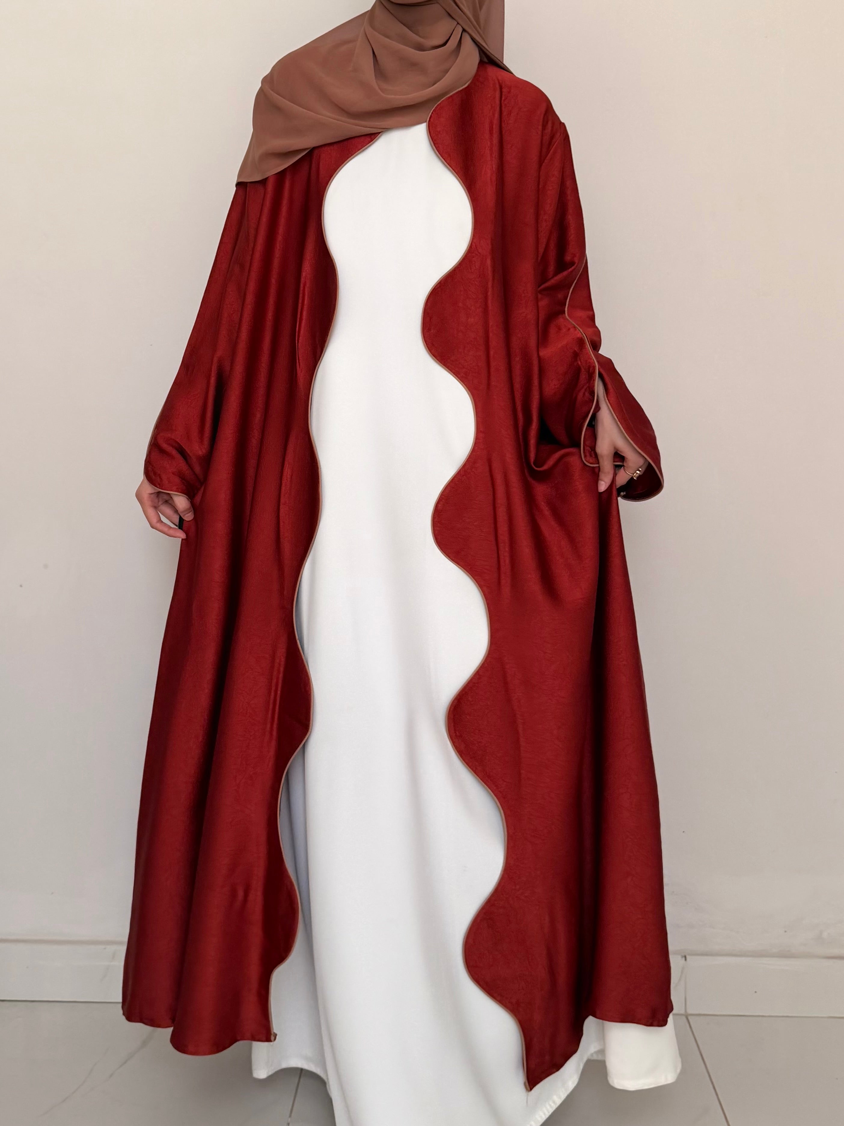 Textured Scallop Coat-Rust