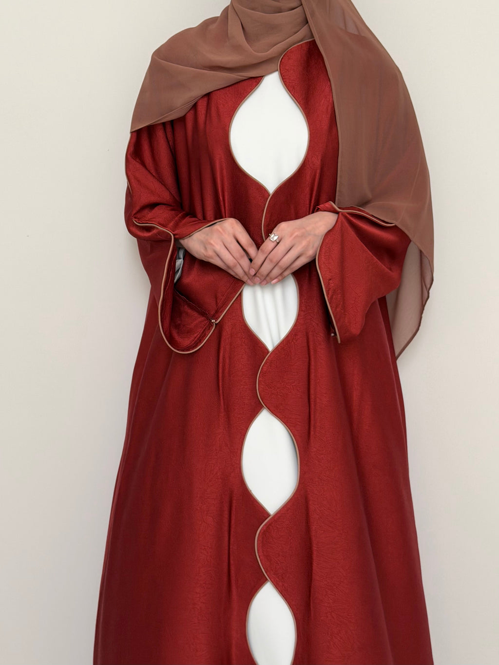 Textured Scallop Coat-Rust