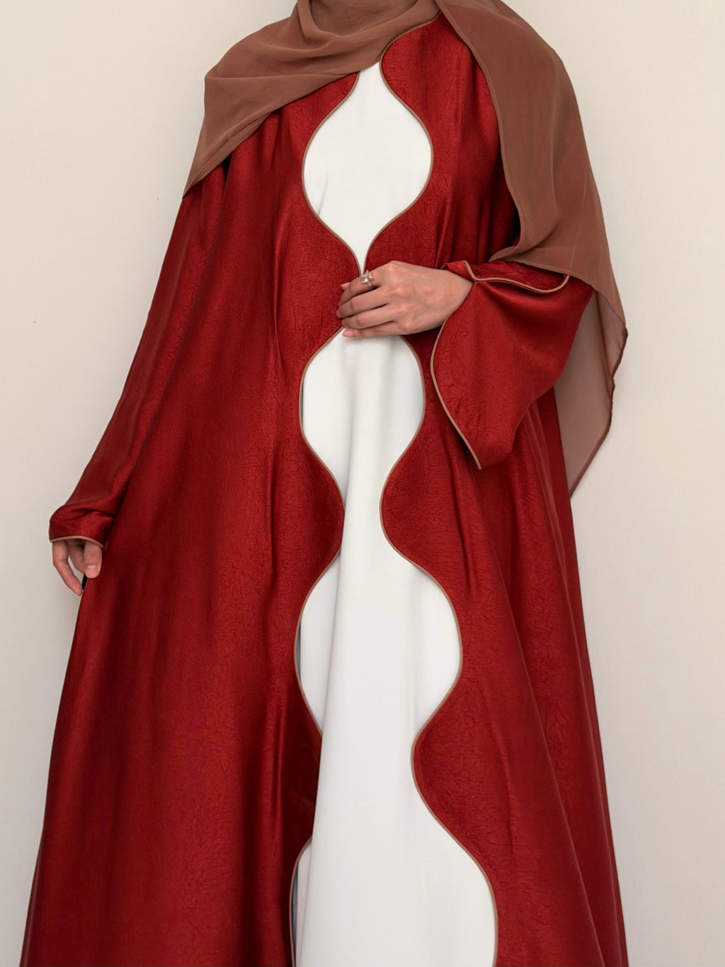 Textured Scallop Coat-Rust