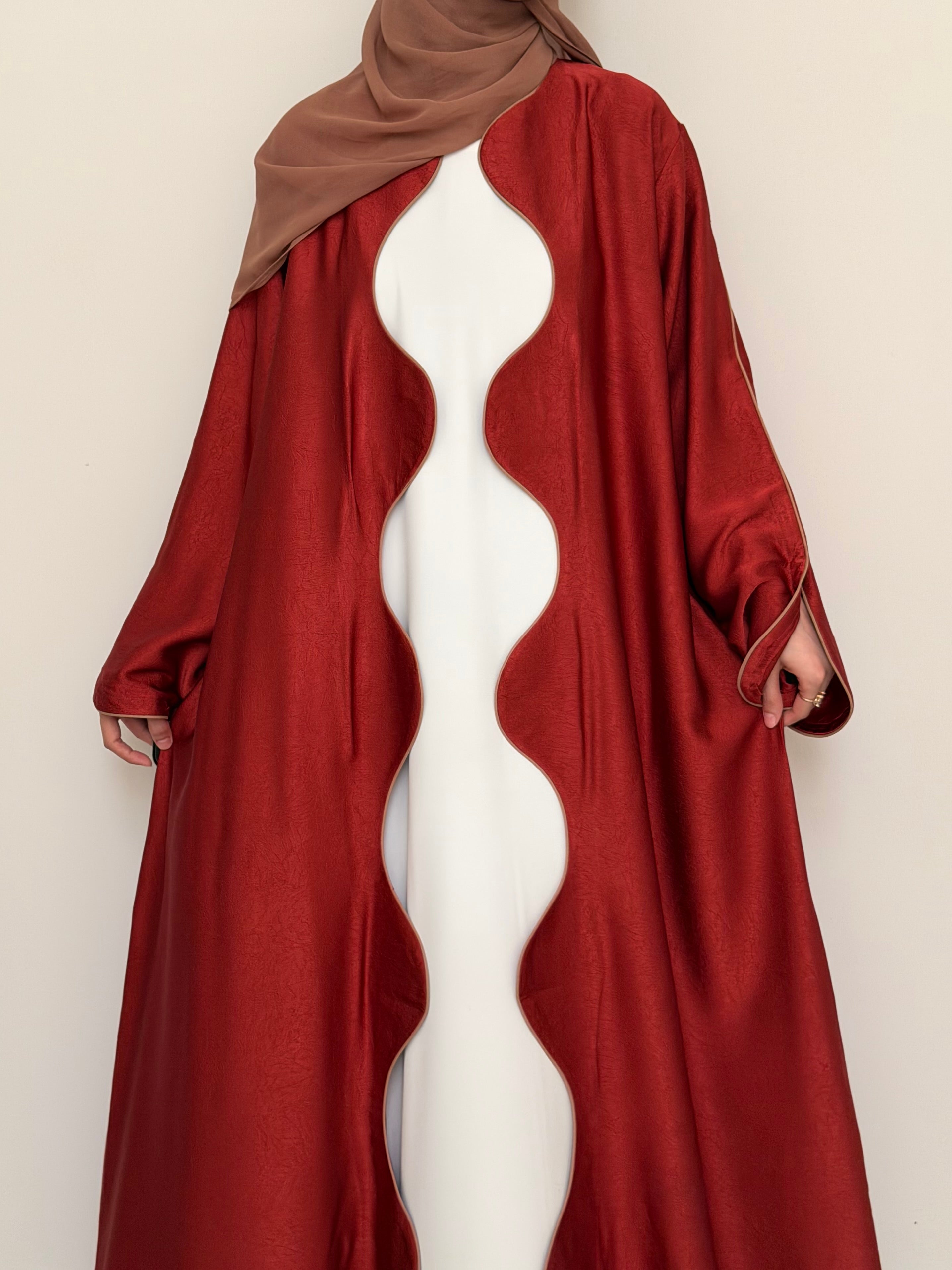 Textured Scallop Coat-Rust