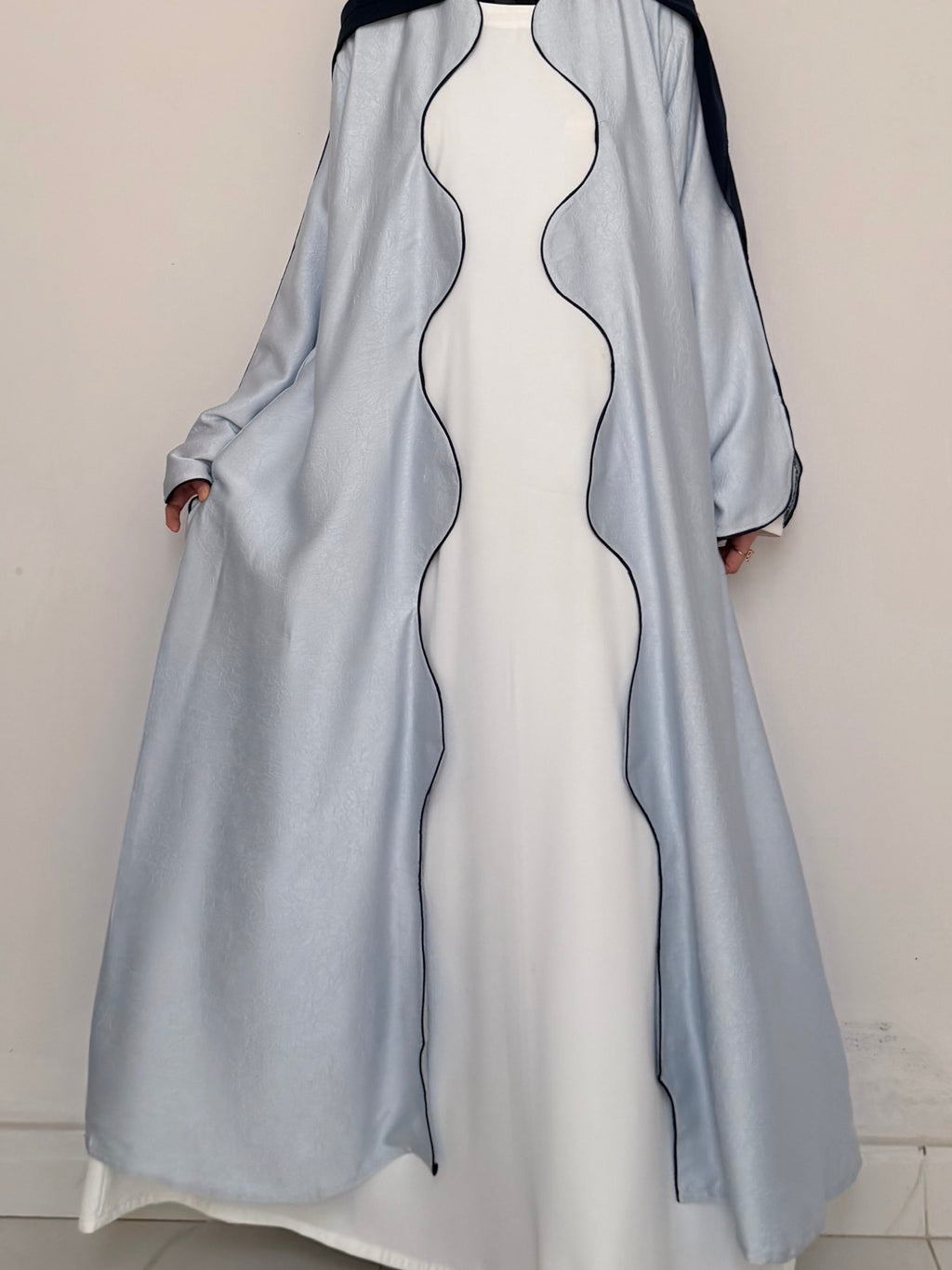 Textured Scallop Coat - Sky