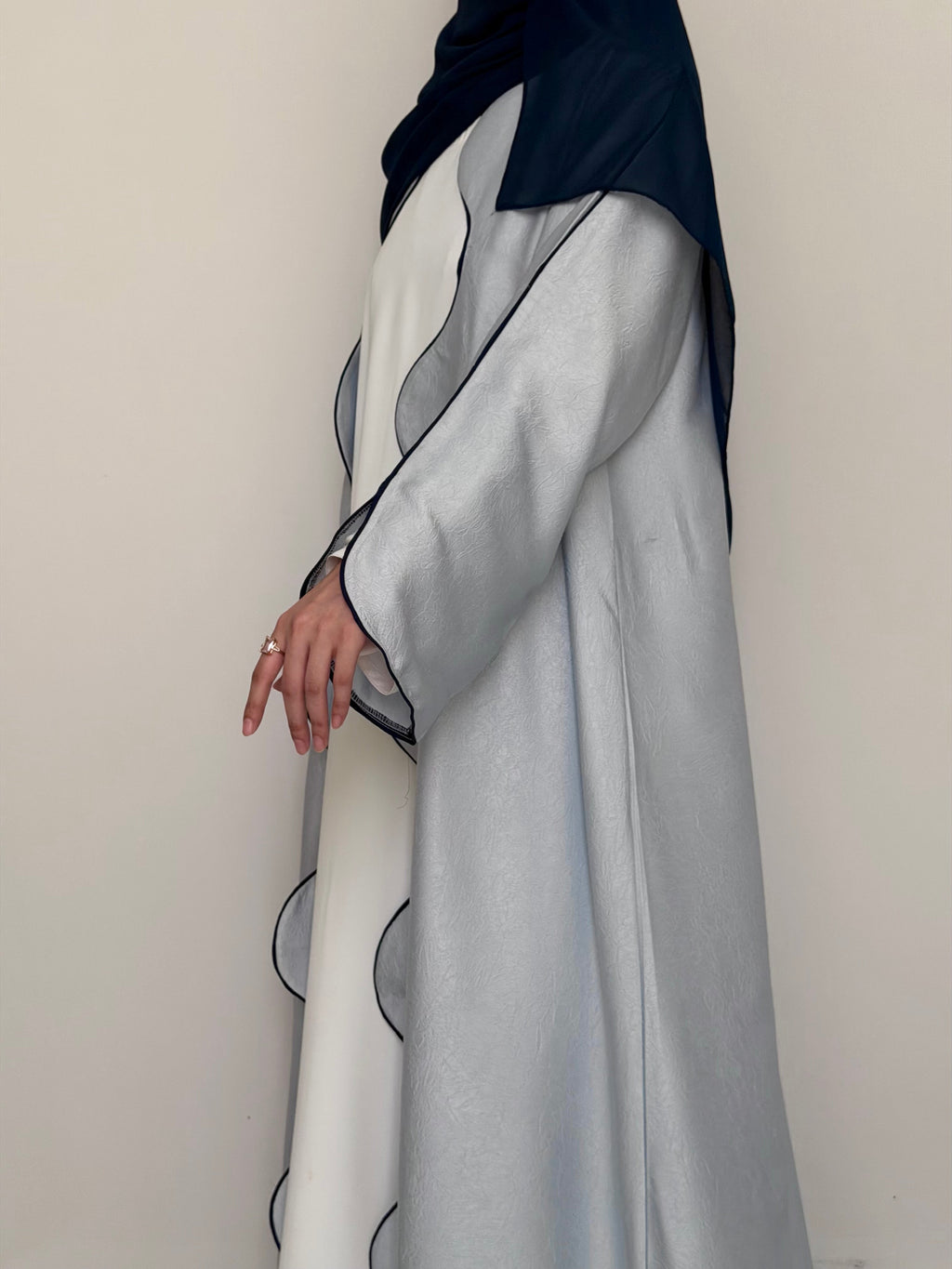 Textured Scallop Coat - Sky