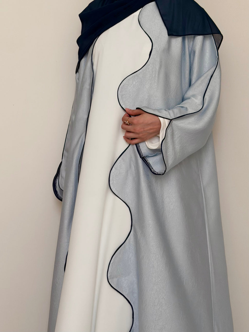 Textured Scallop Coat - Sky