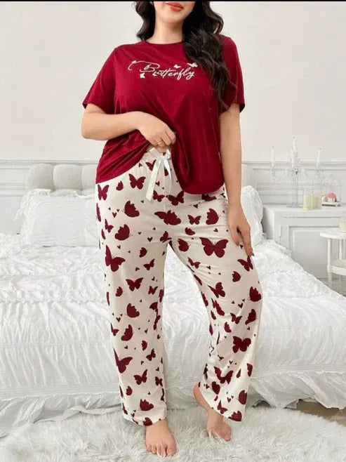 Small Butterfly Printed Night Suit for Women