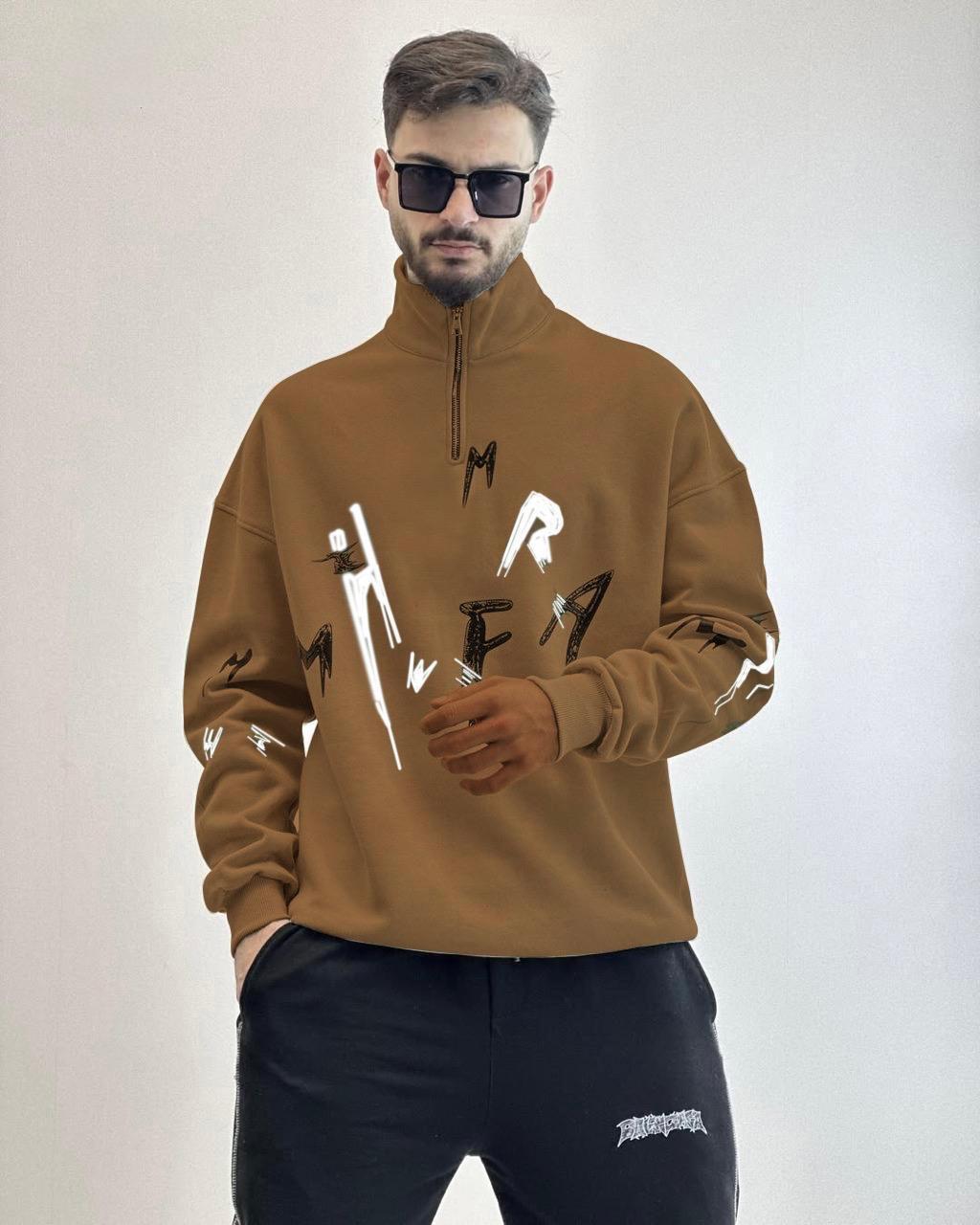 Letter Printed Mockneck Sweatshirt